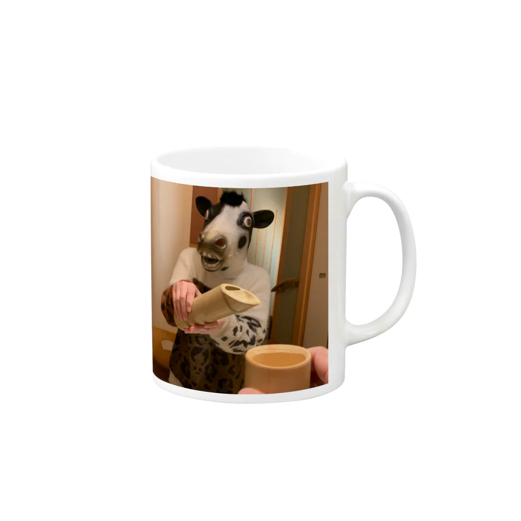 animal office lady おーえるのまずは一献 Mug :right side of the handle