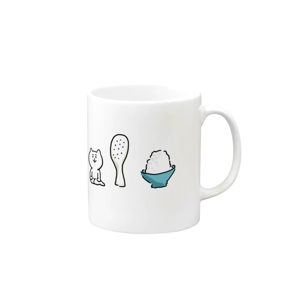 けちゃっぷごはんのお店のごはんのOSHITAKU🍚 Mug :right side of the handle