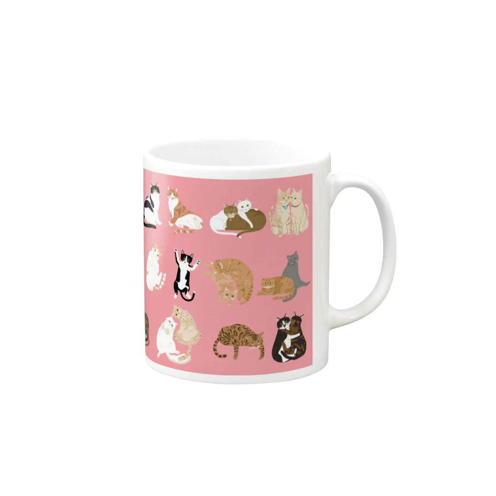 kawamu_cats shopの猫ちゃんマグカップ（ピンク） Mug :right side of the handle