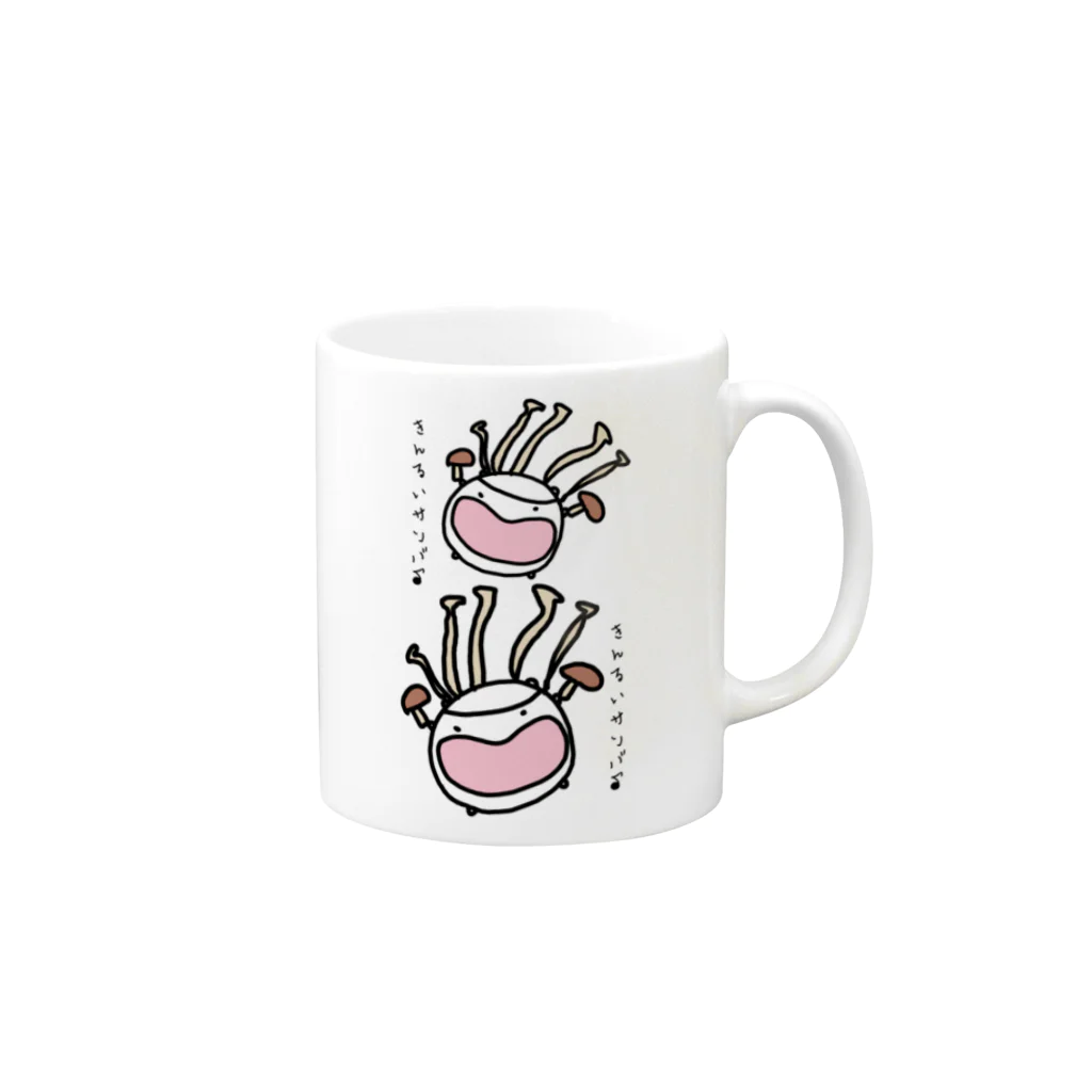 ダイナマイト87ねこ大商会の菌類サンバ Mug :right side of the handle