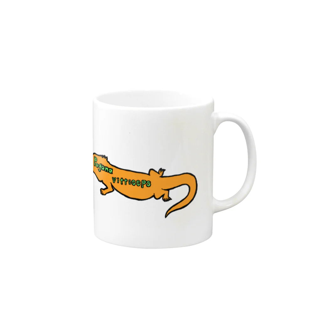 おかゆちゃんDENIMSのフトアゴヒゲトカゲ学名"Pogona vitticeps"マグカップ Mug :right side of the handle