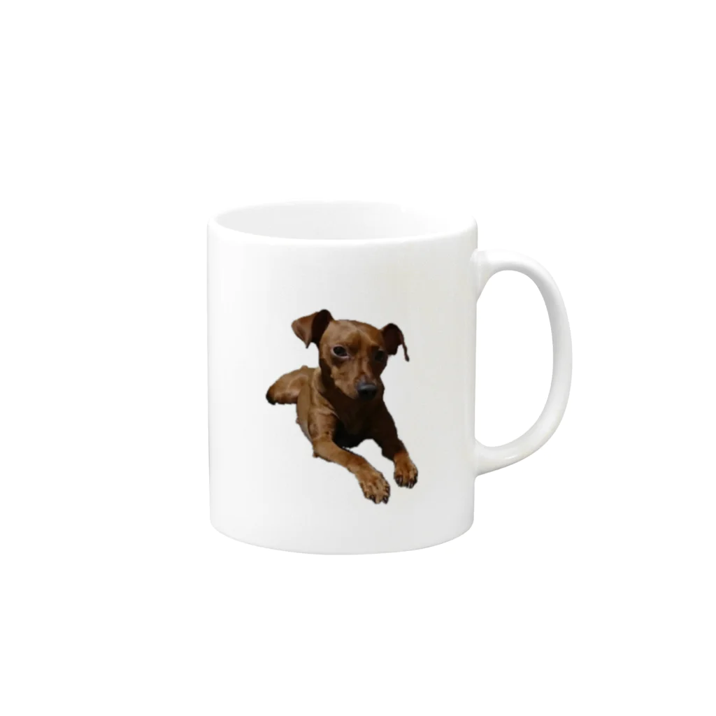 uruchabiの犬　ミニピン　ミニチュアピンシャー Mug :right side of the handle