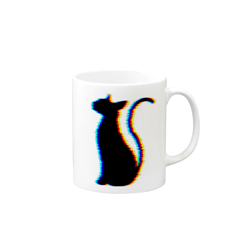 MizuriのGlitch Cat (猫グッズパーカーetc) マグカップの取っ手の右面