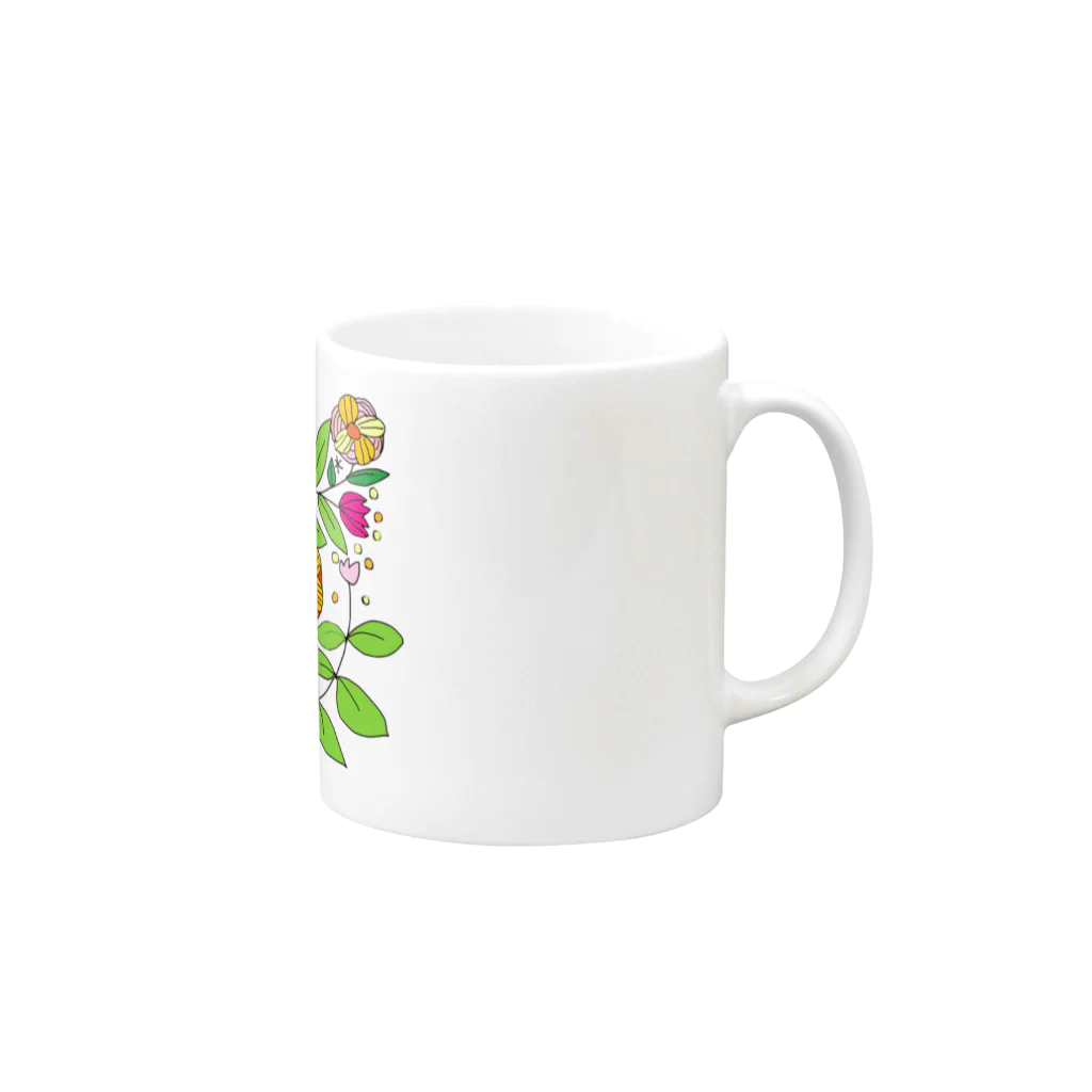 ASAMI+BOBのカラフルなお花 Mug :right side of the handle