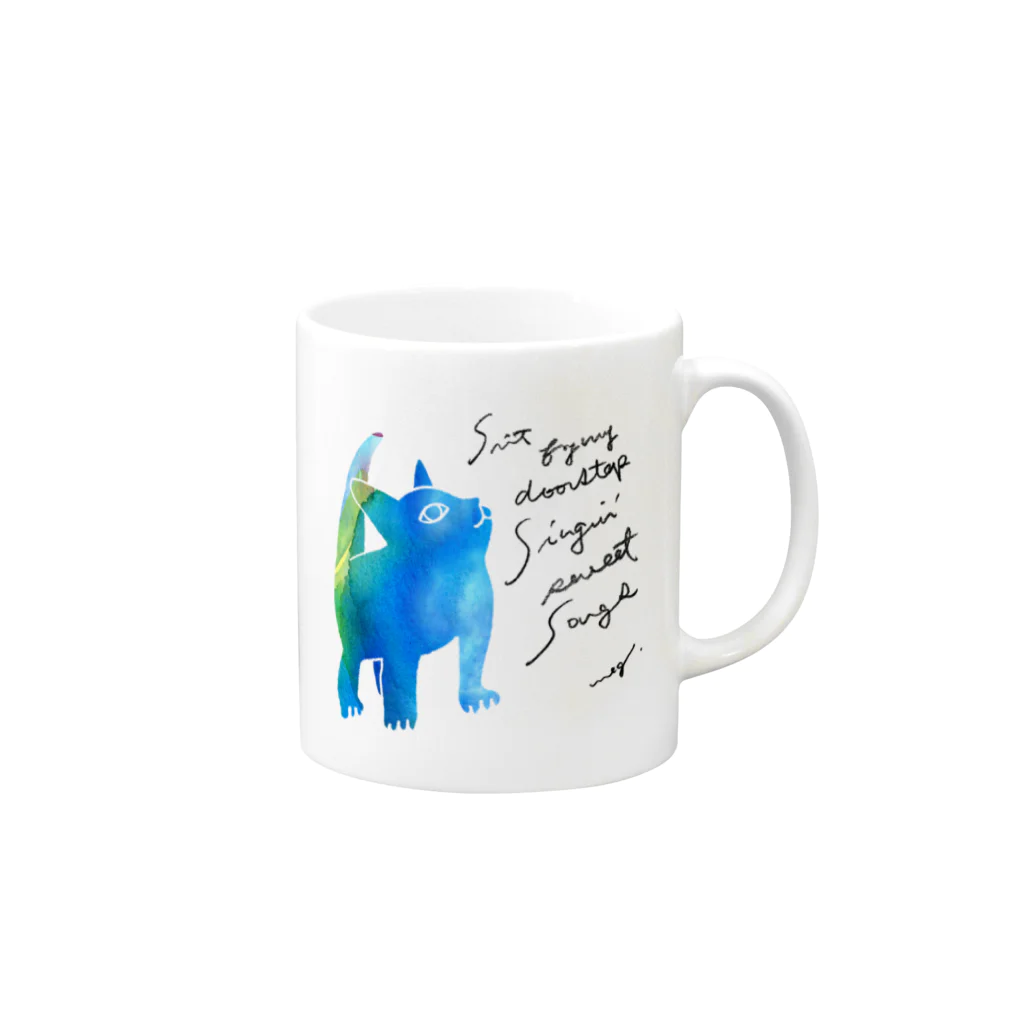 megumiillustrationの青いねこ Mug :right side of the handle