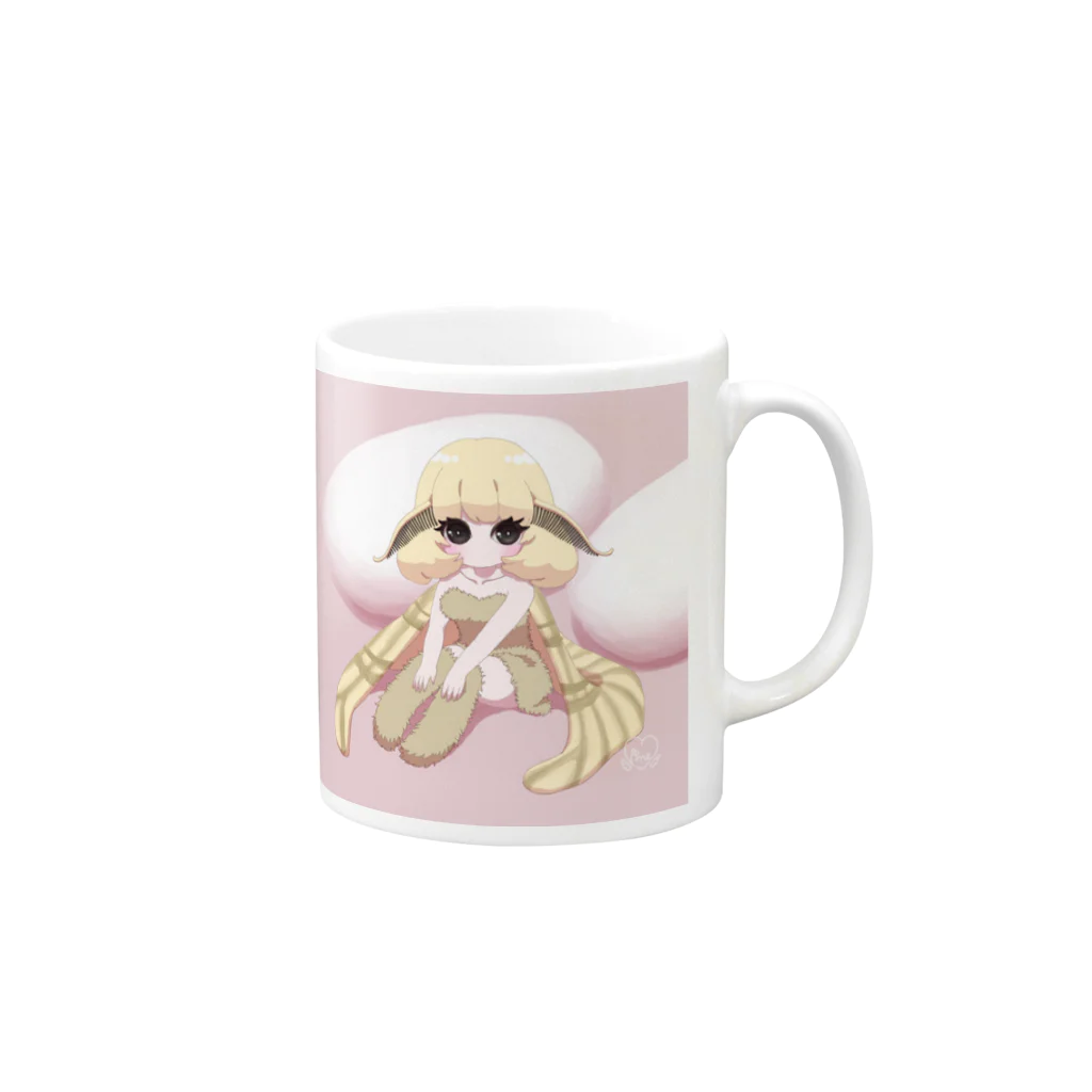 yume’s shop ᙏ̤̫͚*⑅♥︎の蚕蛾ちゃん Mug :right side of the handle