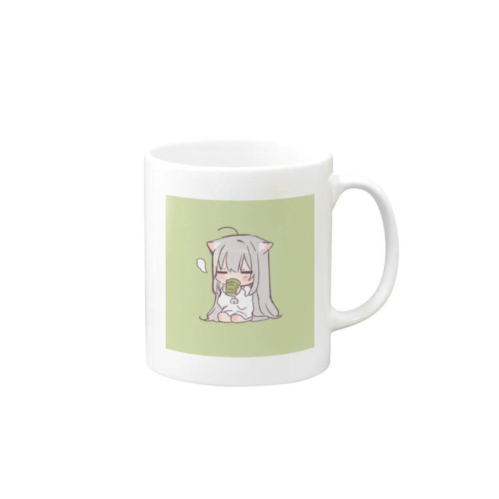 まふゆのmafu green Mug :right side of the handle