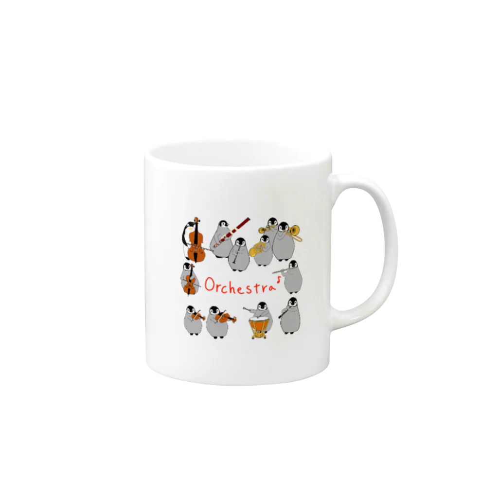 アレグロペンギン 🌥️ぺんちゃんの皇帝ペンギンのオーケストラ Mug :right side of the handle