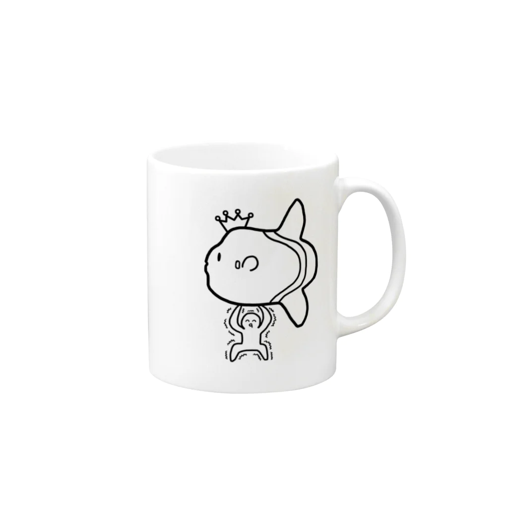 マンボウなんでも博物館ショップの硬骨魚類王ウシマンボウ Mug :right side of the handle