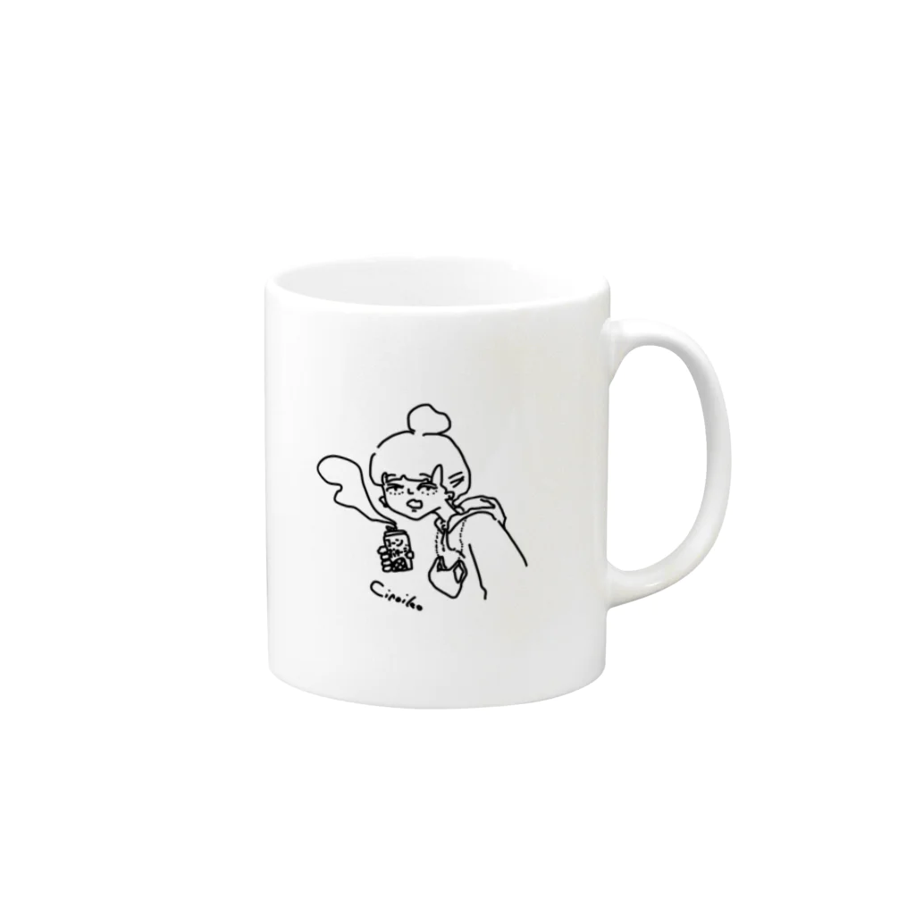 しろいこのじっくりことこと Mug :right side of the handle