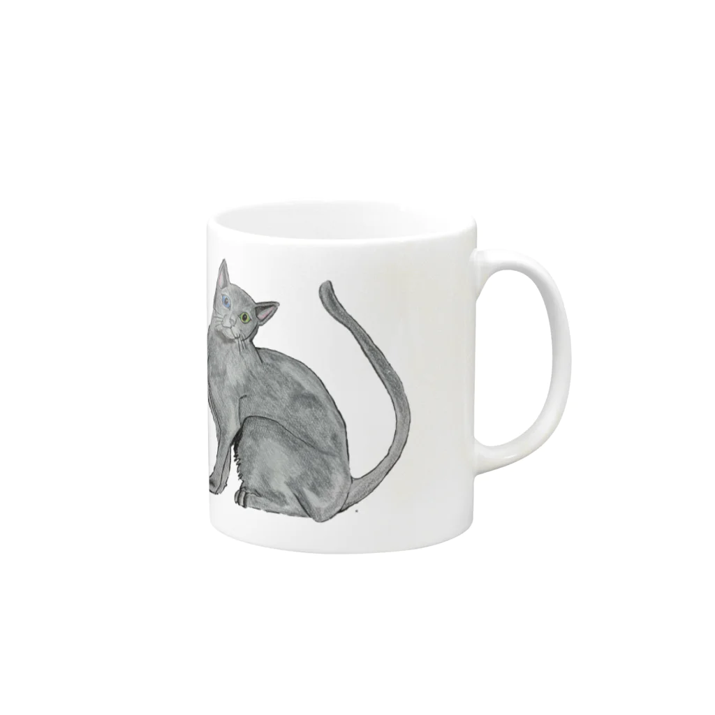 Coshi-Mild-Wildの猫_ロシアンブルー Mug :right side of the handle