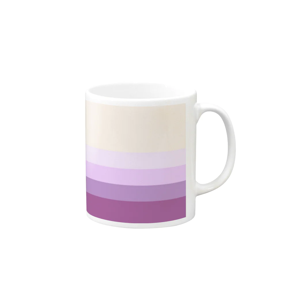 ビション好きなおうちあそびのラベンダーなボーダー Mug :right side of the handle