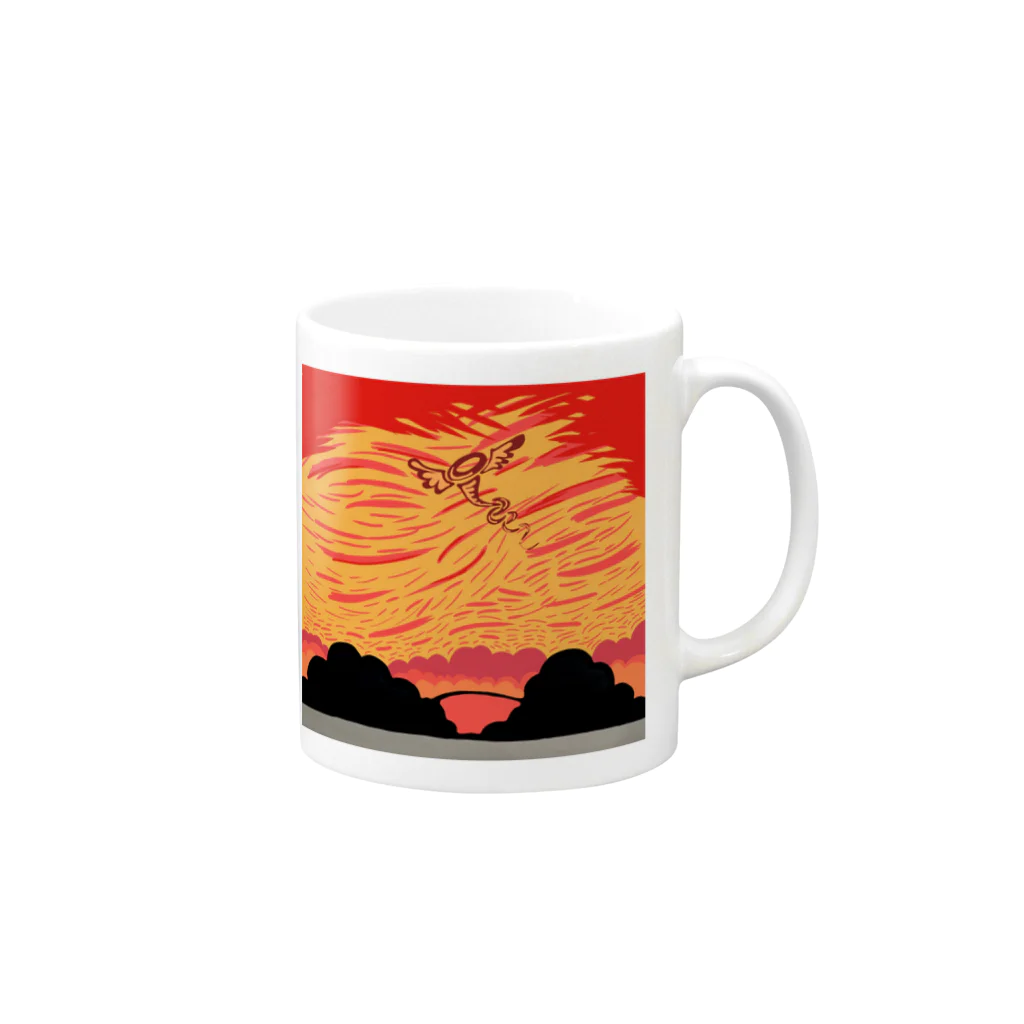 YellowSeed　by　MackPicasso　　の赤い空歩く人【天使】 Mug :right side of the handle