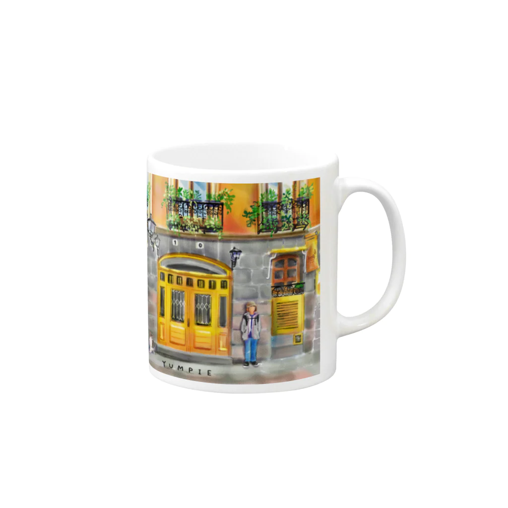 やんぴーどっとねっとの旅の思い出スケッチ_マドリードの街角 Mug :right side of the handle