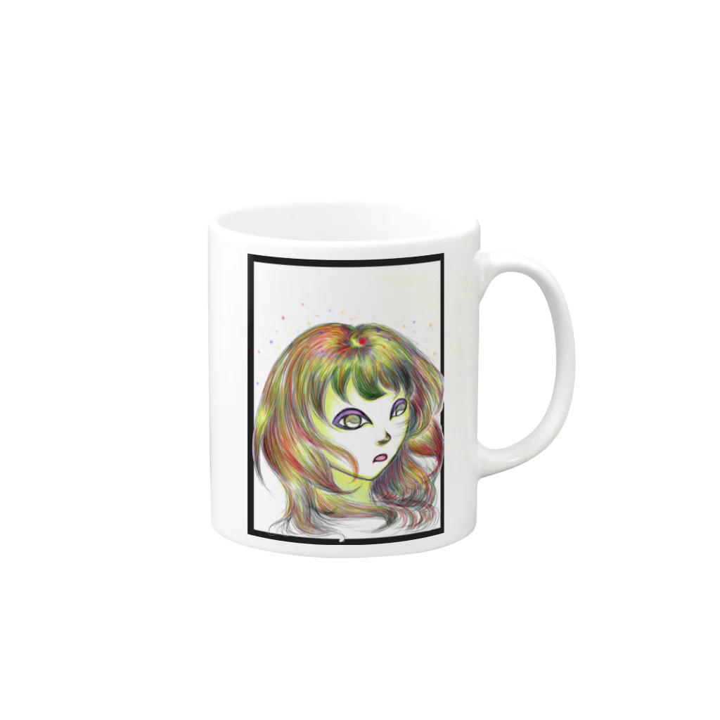 赤歩の乱雑な部屋のいちじくカラーの少女 Mug :right side of the handle