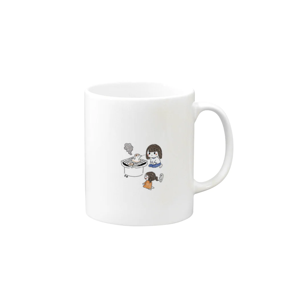 しっぽのあるコーギーショップのもち Mug :right side of the handle