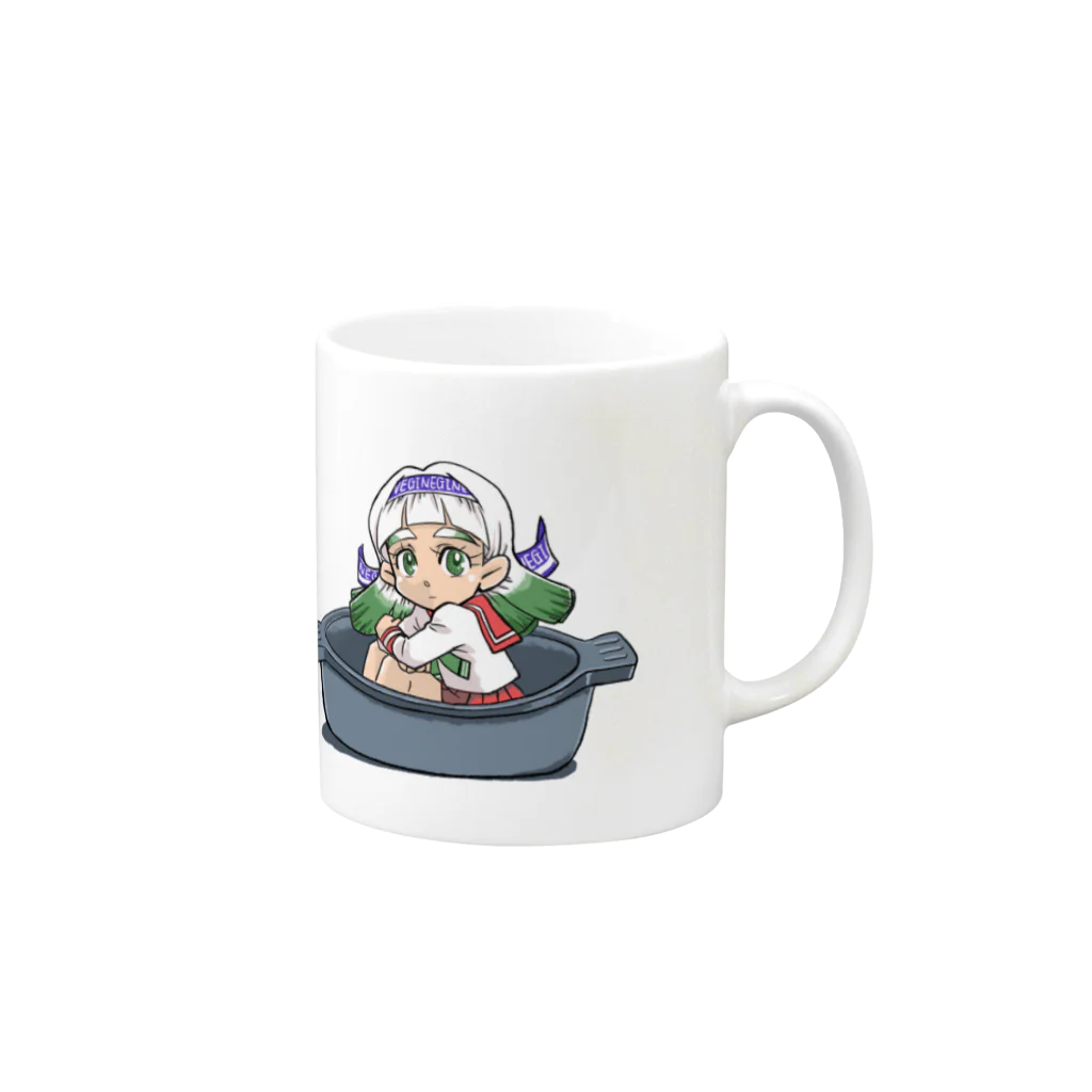 うめぼし商店の青ネギ子【鍋】 Mug :right side of the handle