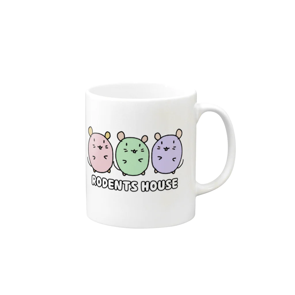 🍎デグーと服と雑貨屋さん🍏の29色🌈RODENTS HOUSE🐹🐭げっしLOVE Mug :right side of the handle