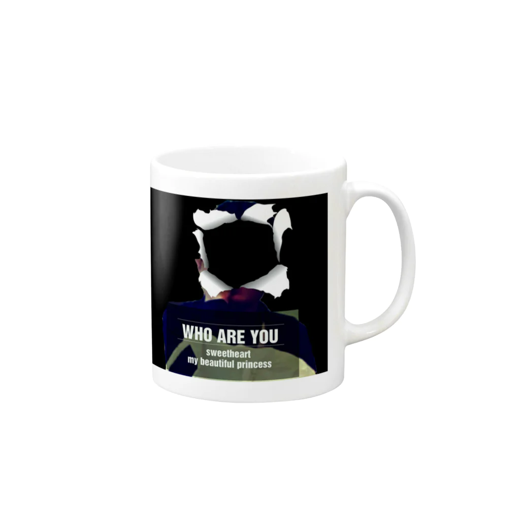 usaku shopのWHO ARE YOU Mug :right side of the handle