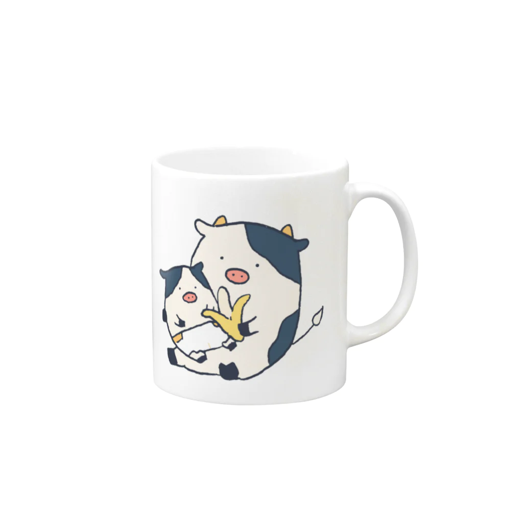 みずま動物園の親子うし Mug :right side of the handle