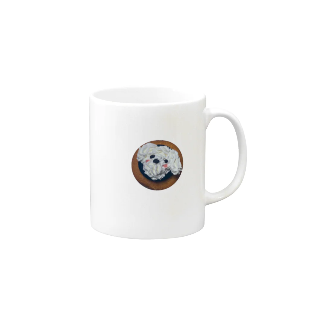 🍋🌰のホイップ犬カップケーキ🧁 Mug :right side of the handle