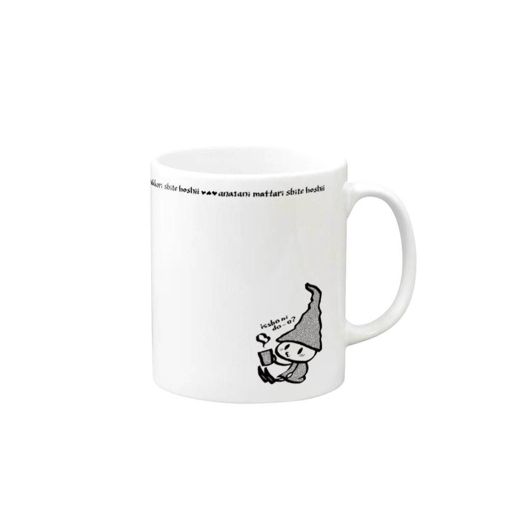 MicaPix/SUZURI店のHappydayドッツさん（左ききさん用） Mug :right side of the handle