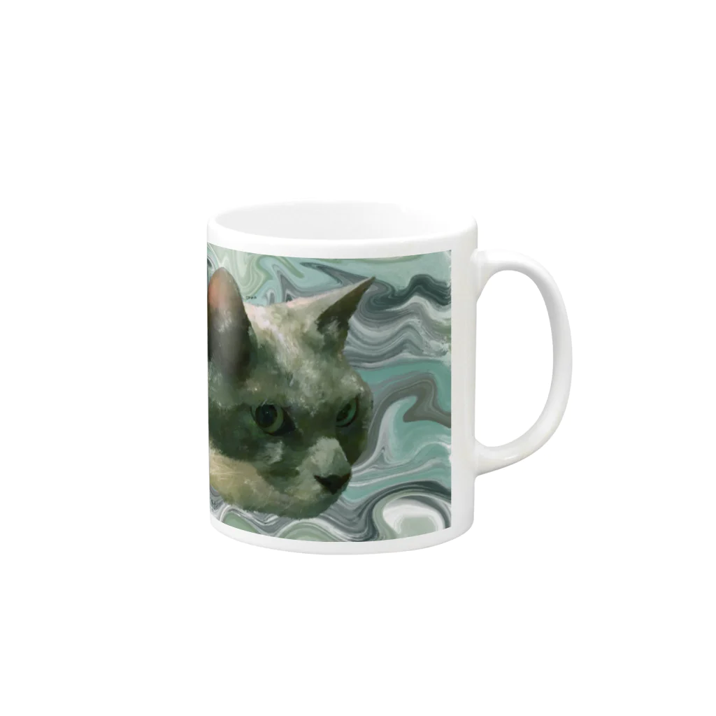 _matsuのかわいい猫タマ Mug :right side of the handle