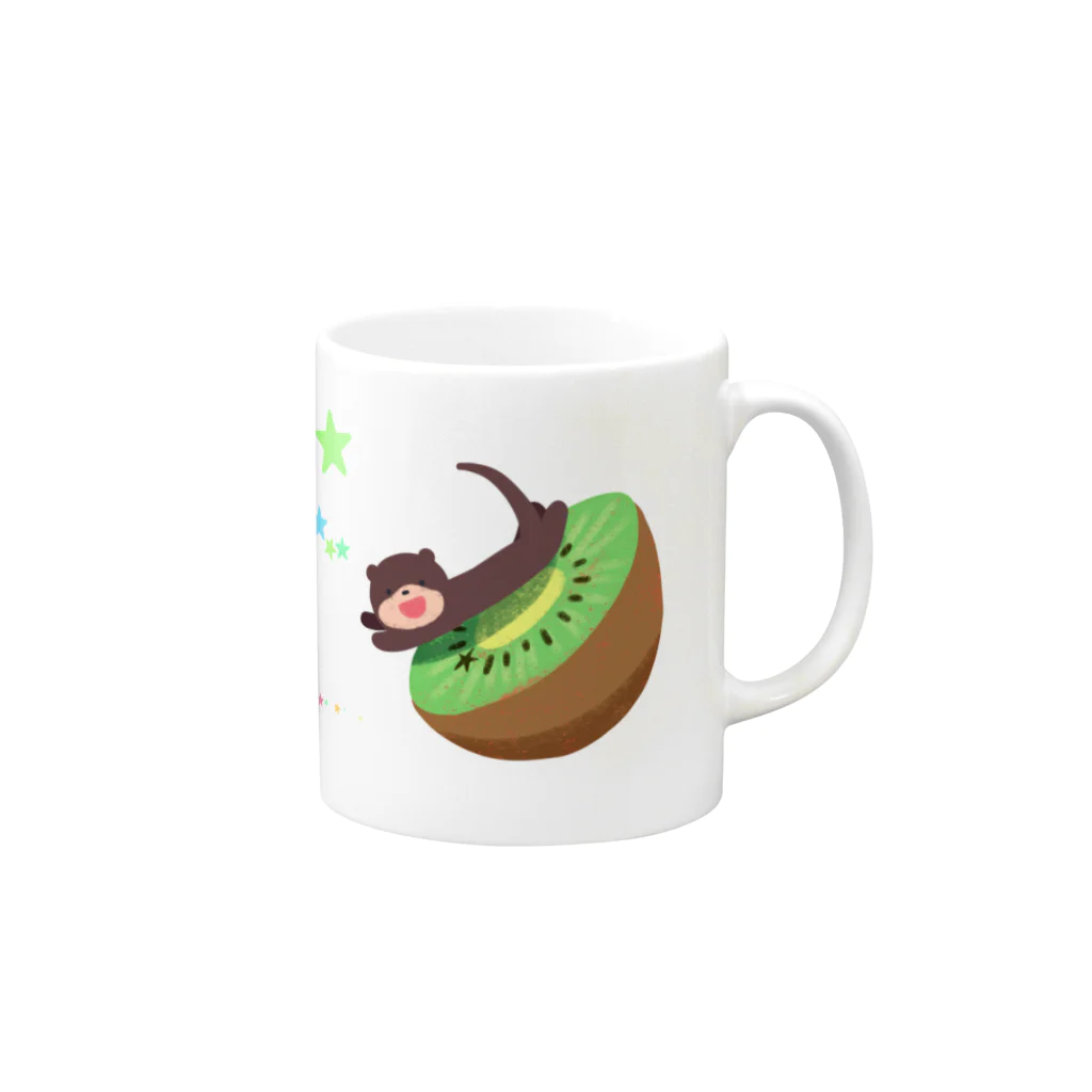 かやさんだよのカワウソキラキラマグ Mug :right side of the handle