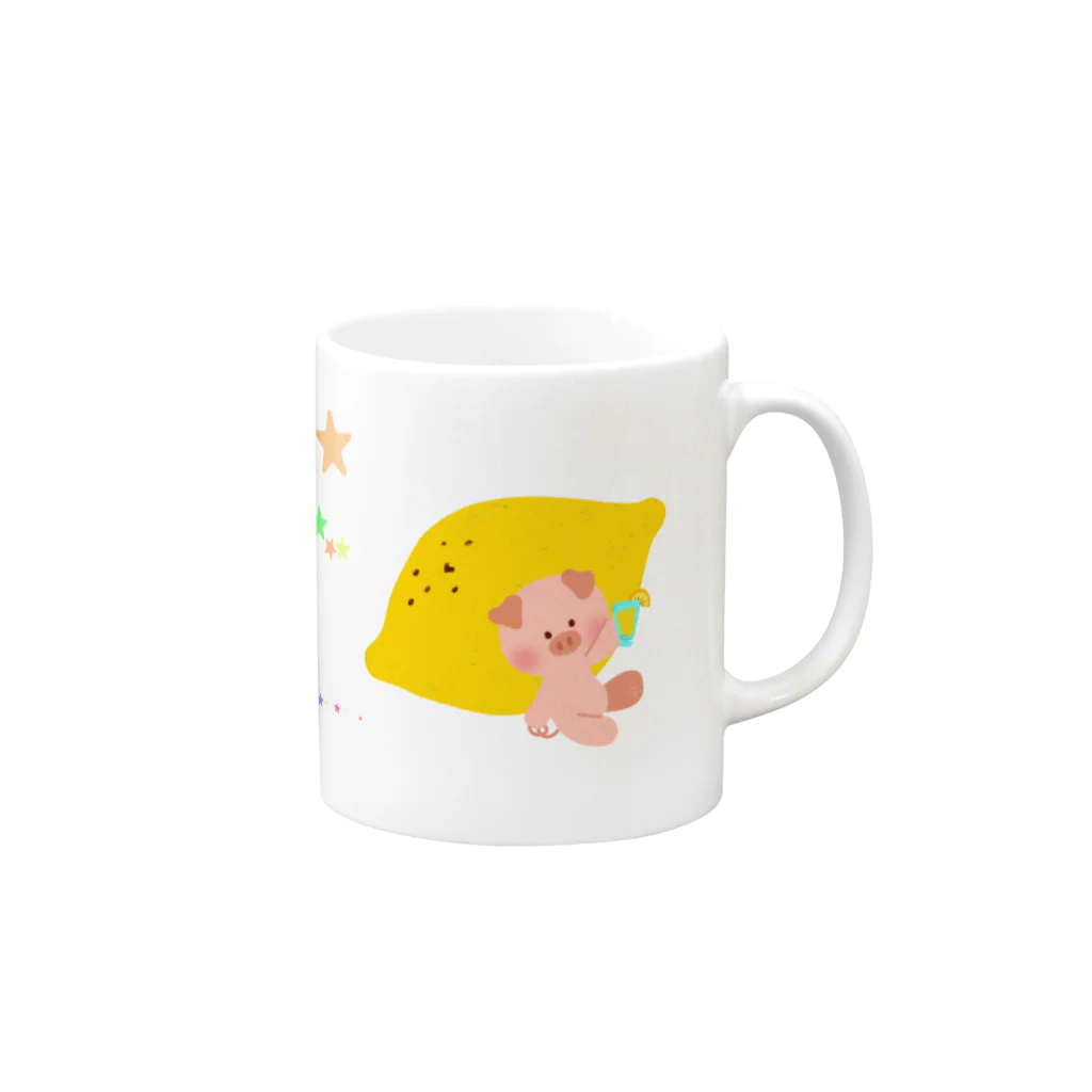 かやさんだよのブタキラキラマグ Mug :right side of the handle