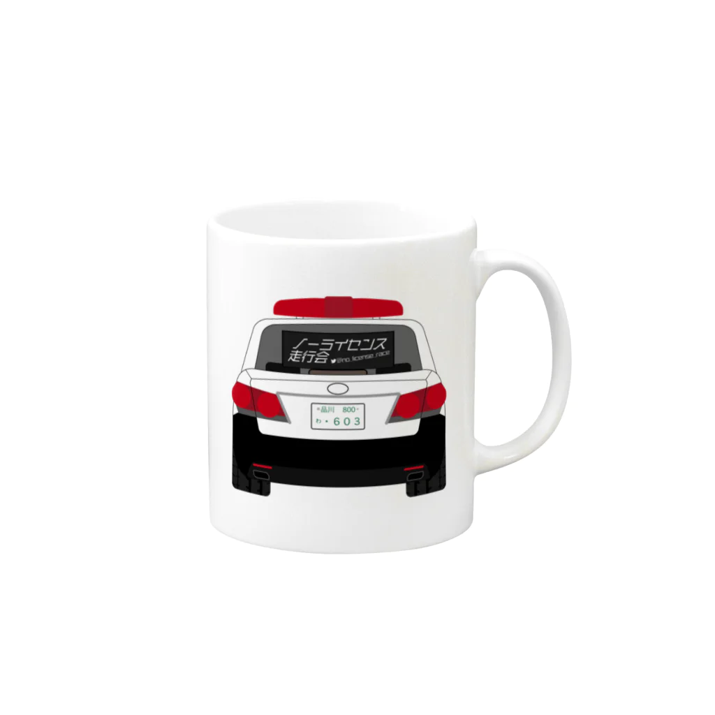 ノーライセンス走行会のパ◯カー Mug :right side of the handle