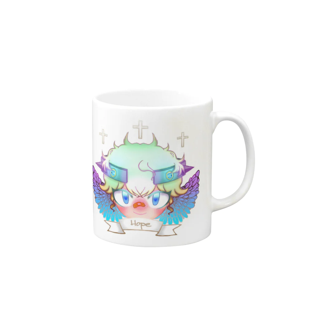 【、曰く。】のHope・天使ちゃん Mug :right side of the handle