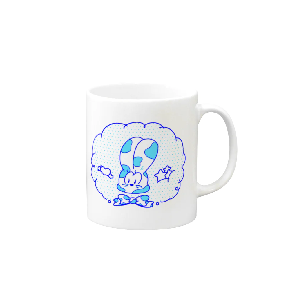 oishi-naの青いうさぎさん Mug :right side of the handle