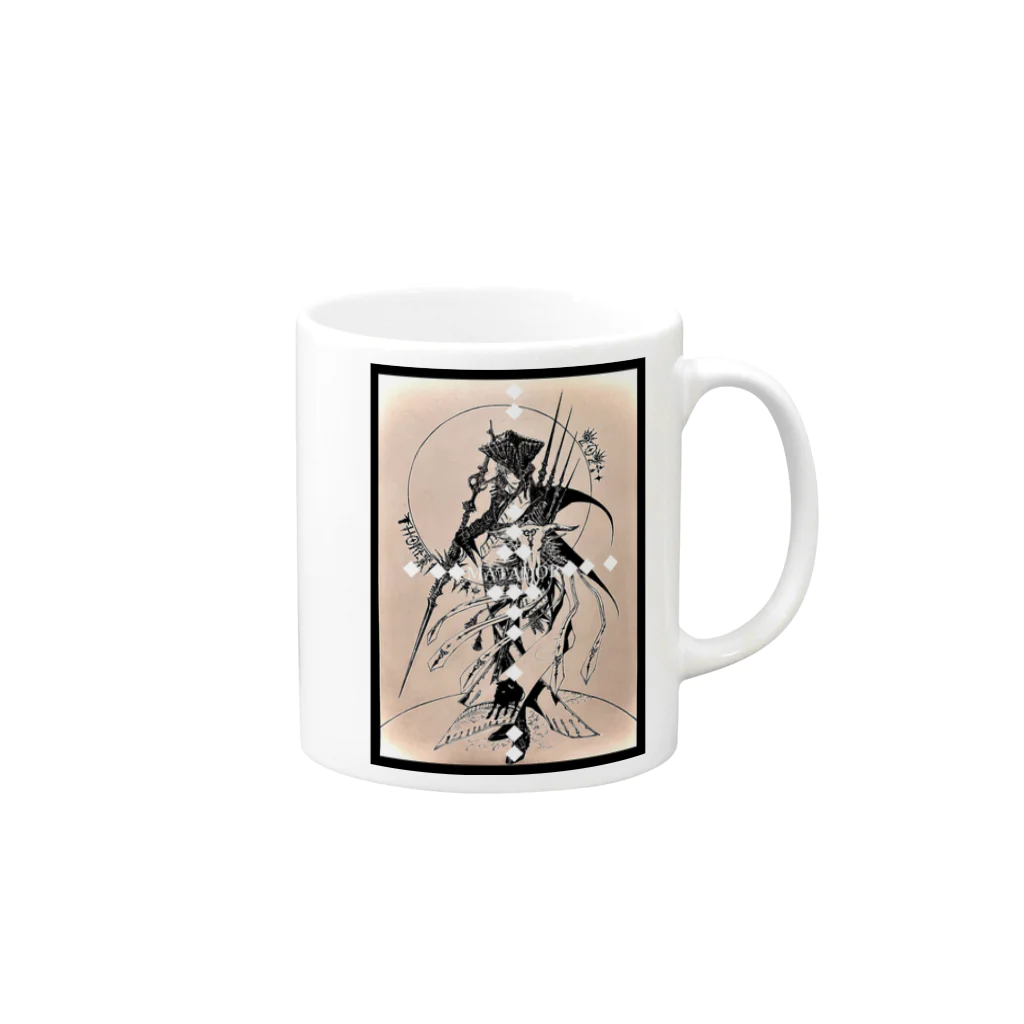 THORES柴本(トーレスしばもと) THORES Shibamotoの干支丑《Luchador de las sombras》 Mug :right side of the handle