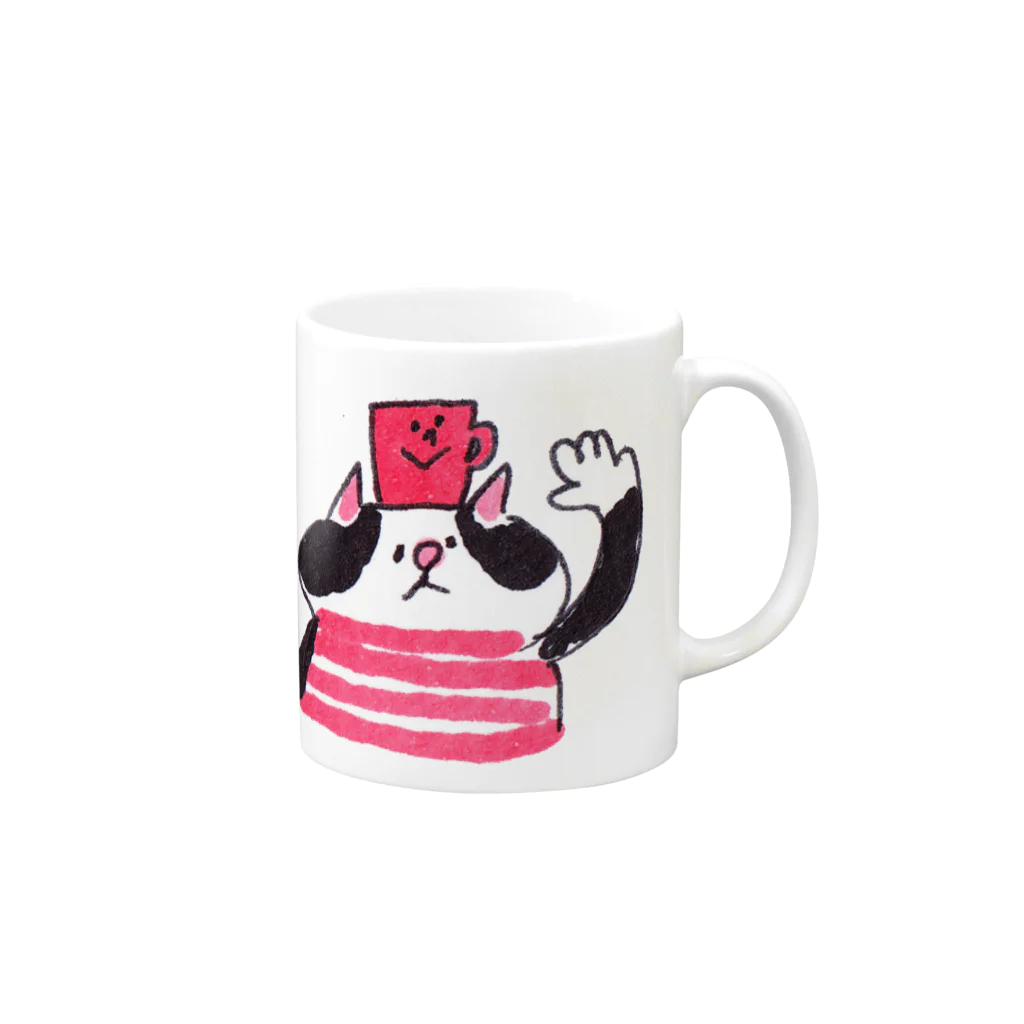 ゆきんこのねことマグカップ Mug :right side of the handle