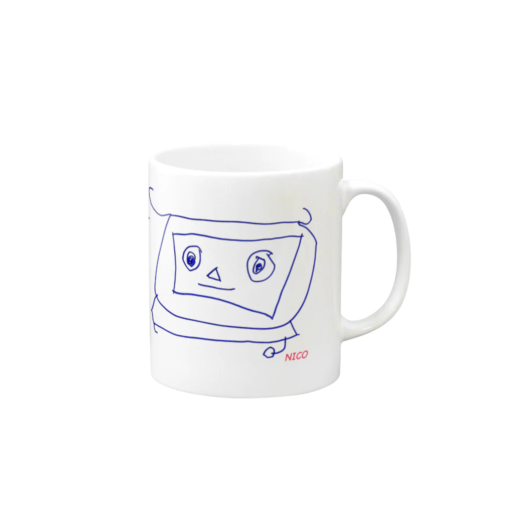 ダウン症のあるニコ（７歳）のさくひんのニコロボフレンズ Mug :right side of the handle