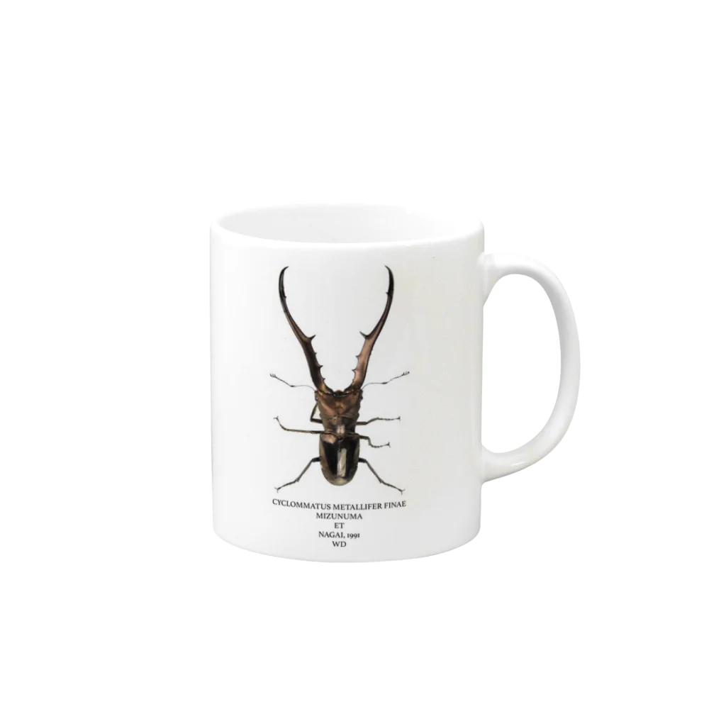 PLAQUE Mag Storieのメタリフェルホソアカクワガタ(PL16MF5001) Mug :right side of the handle