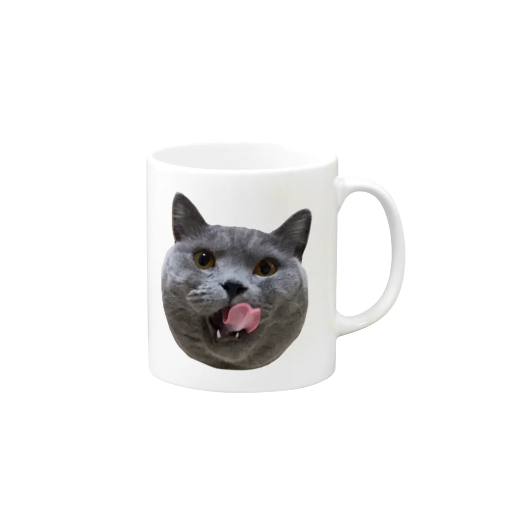 むっちり猫のむっちり丸のむっちり丸ぺろり Mug :right side of the handle