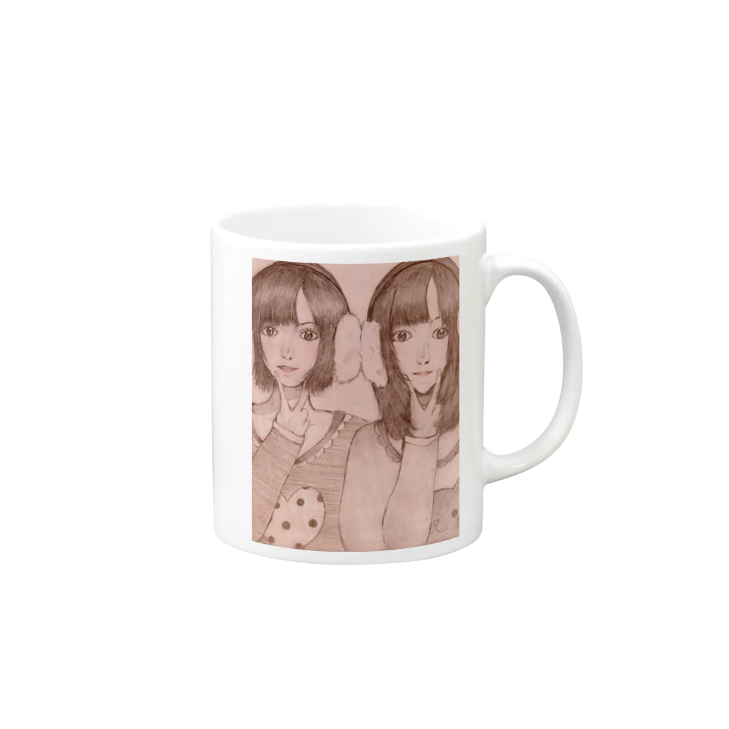 じゅんな🦄🌙の双子ちゃん Mug :right side of the handle