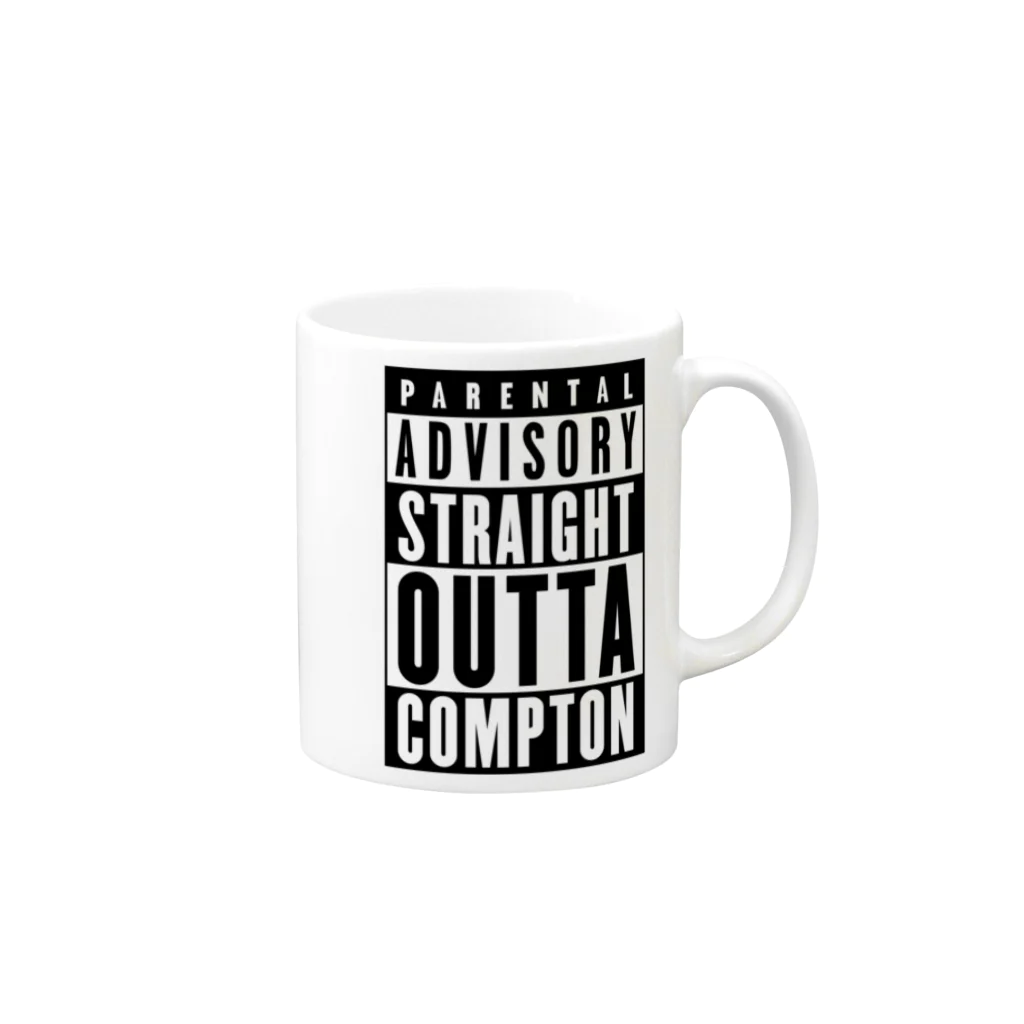 DRIPPEDのPARENTAL ADVISORY STRAIGHT OUTTA COMPTON-ペアレンタル・アドバイザリー・ストレイト・アウタ・コンプトン- ボックスロゴTシャツ マグカップの取っ手の右面