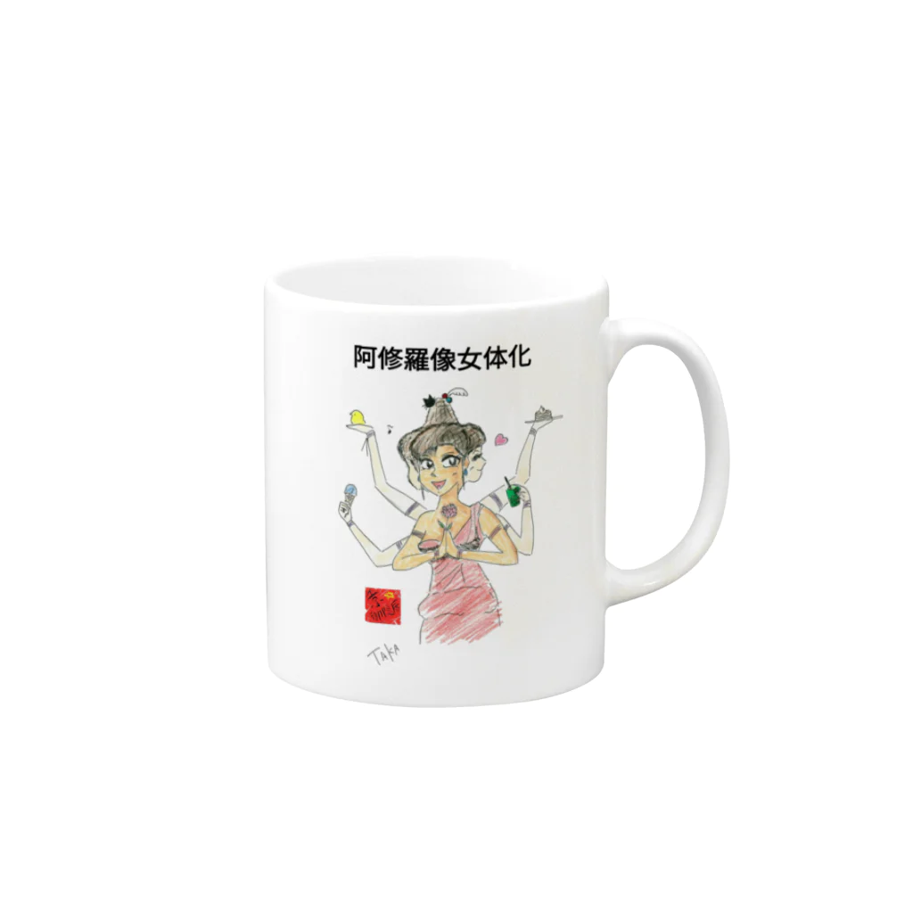 京都の魔雑貨堂の阿修羅像女体化 Mug :right side of the handle