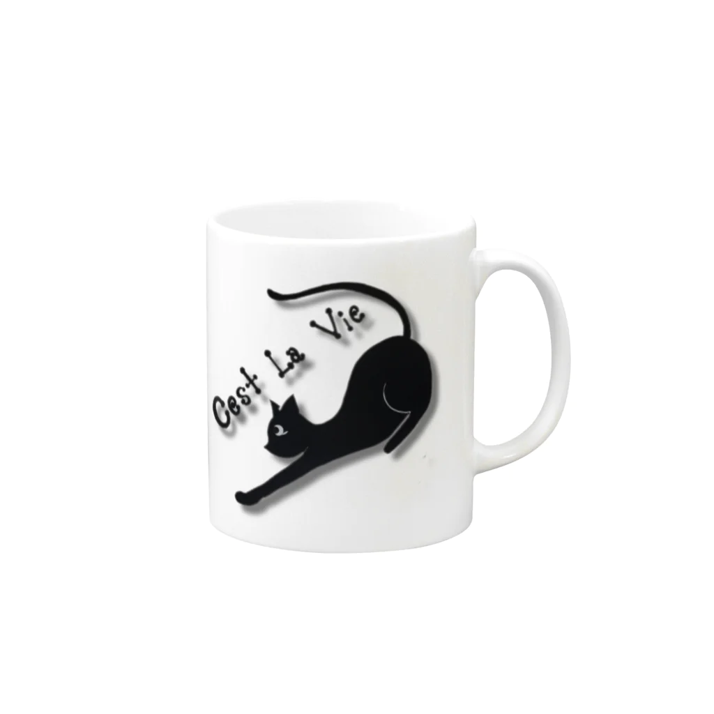 Merci-Catのセラビ Mug :right side of the handle