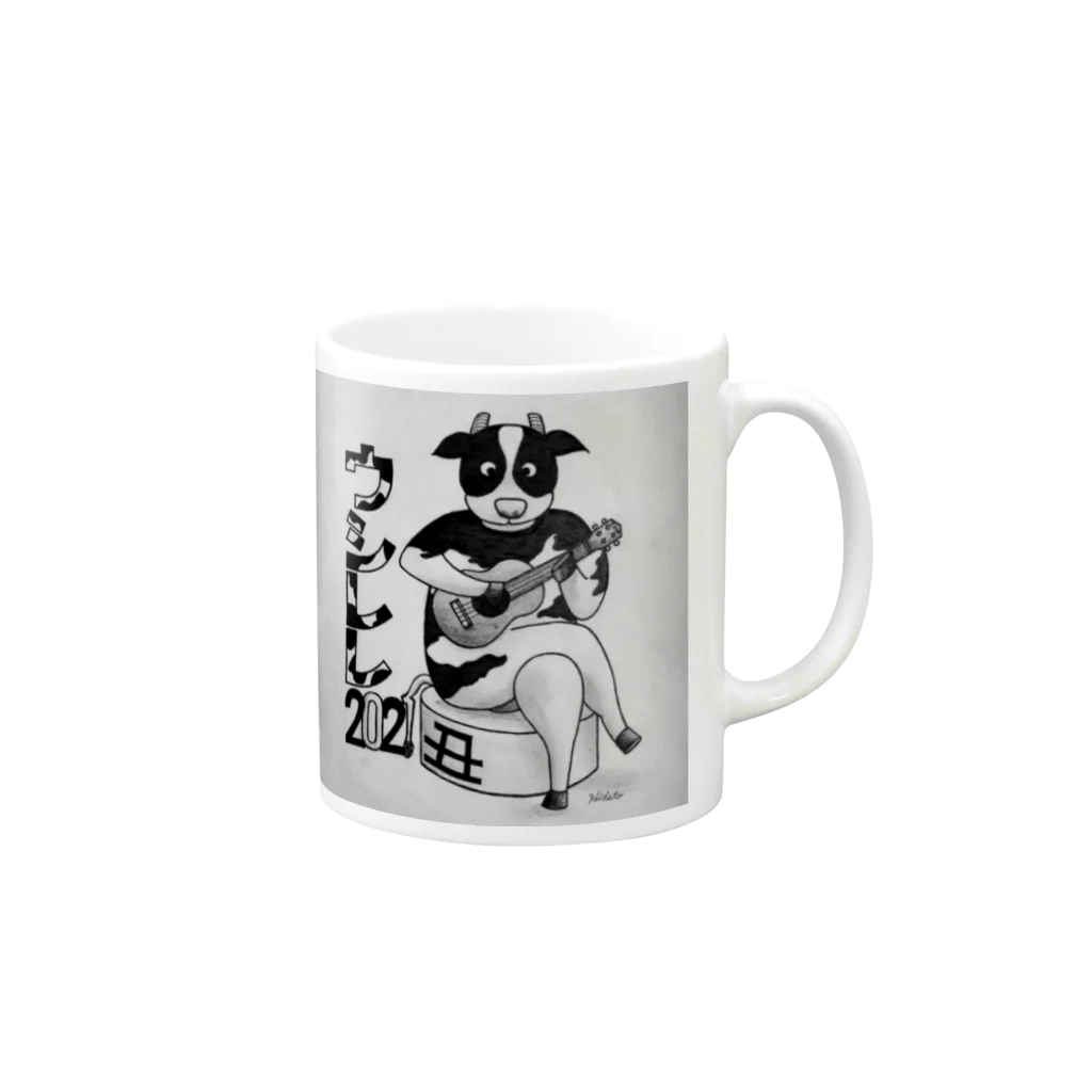 39Sの干支 ウシレレ Mug :right side of the handle