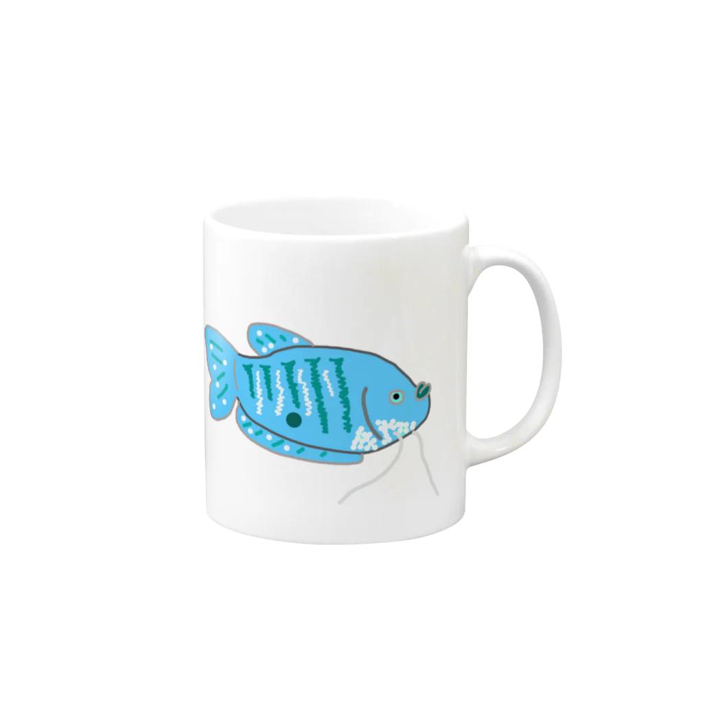 ハゲのの魚ボルグのマーブルグラミーデザイン Mug :right side of the handle