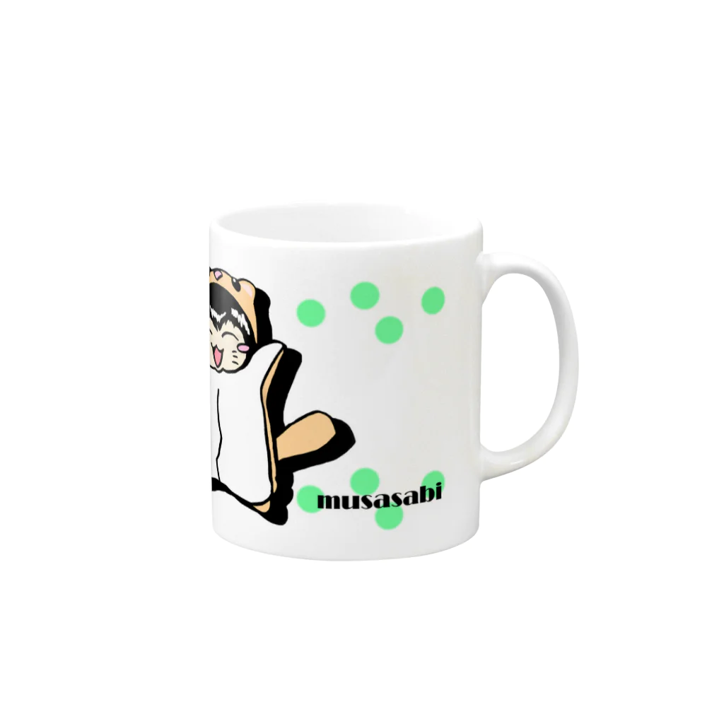 Savlemittsの子むさ Mug :right side of the handle