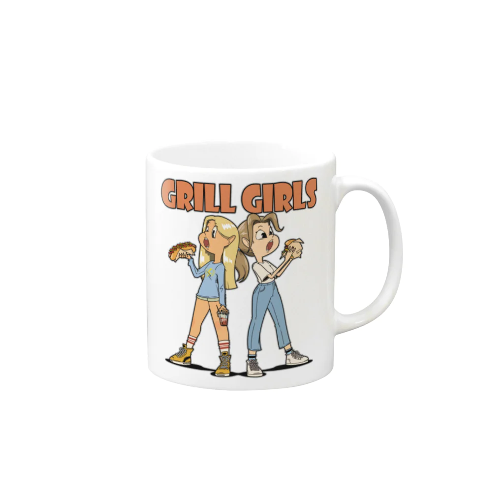 nidan-illustrationの"grill girls" マグカップの取っ手の右面