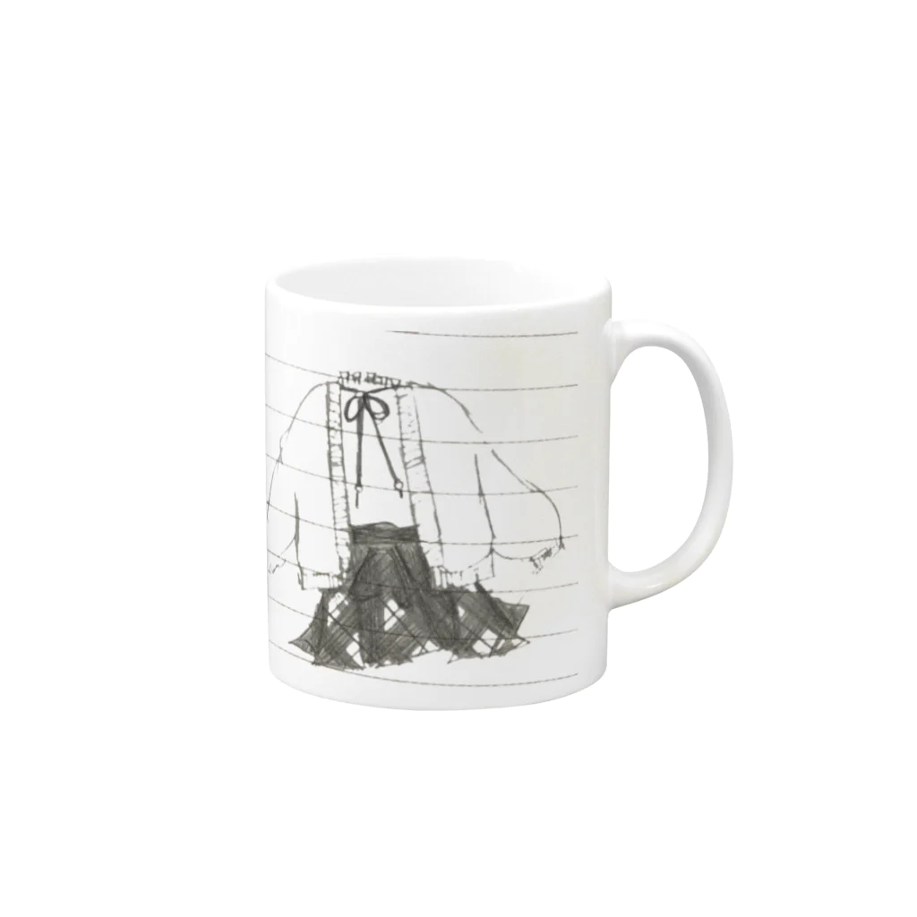 田んぼ前のあのお店の女の子コーデ Mug :right side of the handle