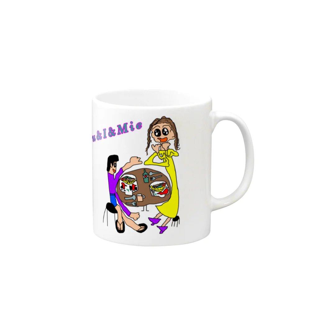 バリ島旅行のみかたストアのYou＆I＆Mieマグカップ Mug :right side of the handle