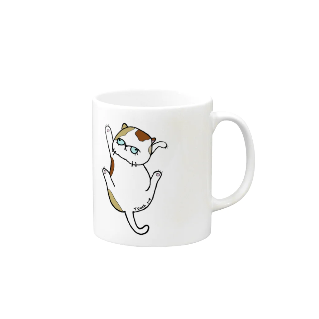 ぶさねこ　宅急便のTouch me わさび Mug :right side of the handle