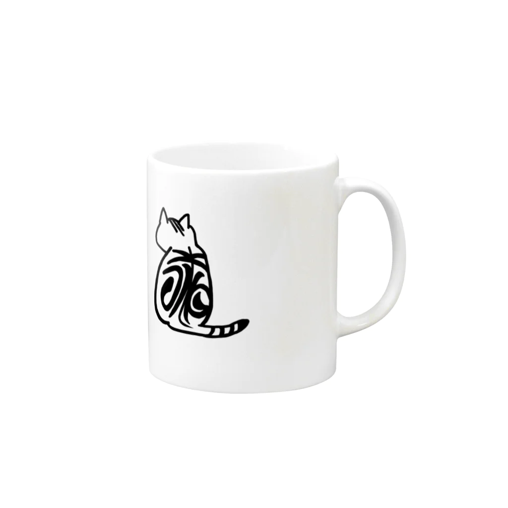 Kom22の哀愁漂うアメショ猫の背中 Mug :right side of the handle