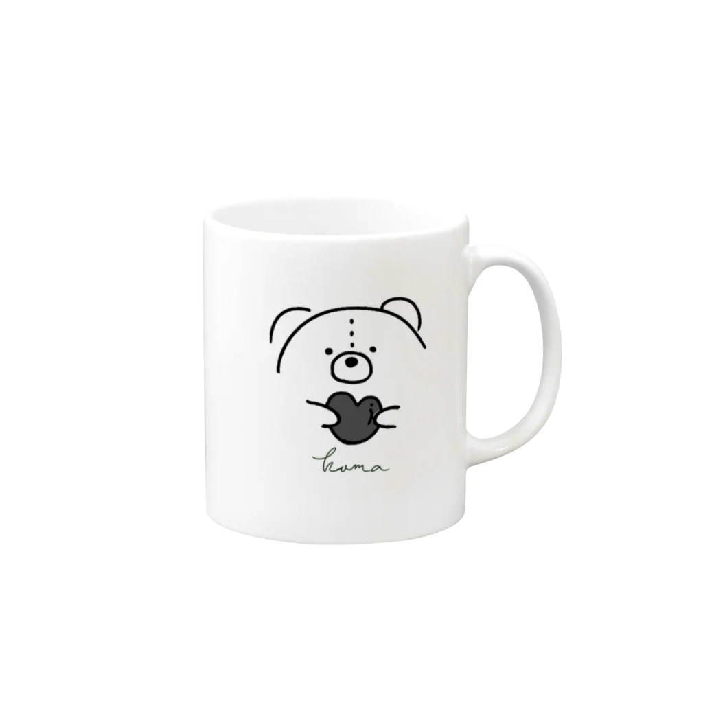 くまのひだまり Shopのモノトーンくま Mug :right side of the handle